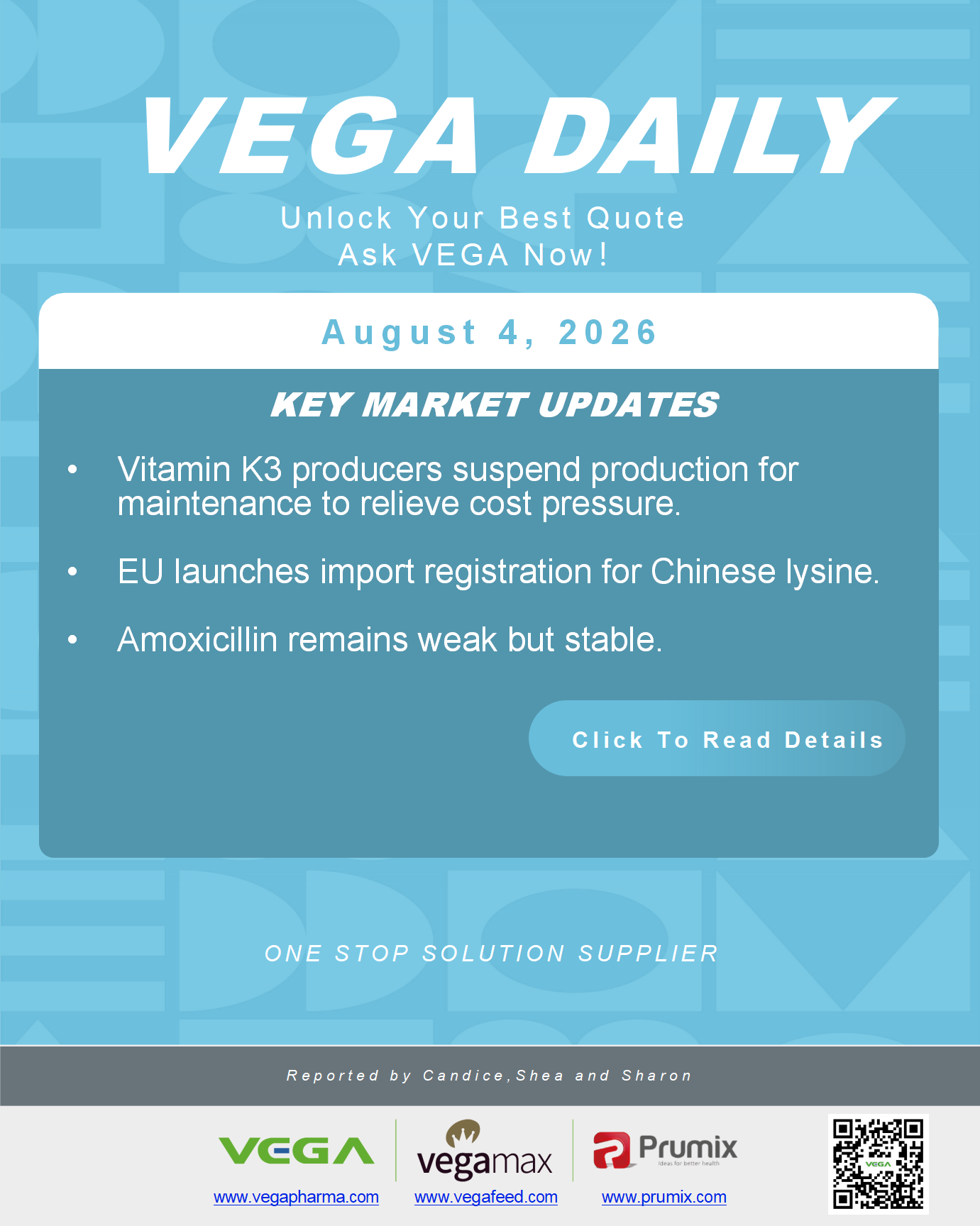 VEGA Daily 20260804 VK3 Maintenance EU Lysine Registration Amoxicillin Update.png